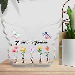 Grandma's Garden, Custom Shaped Acrylic Plaque, Flower Garden Acrylic Plaque, Gift For Grandma - Decorative Plaques - GoDuckee