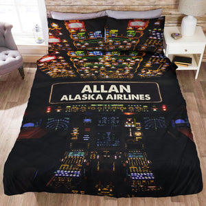 Pilot Control Panel - Personalized Quilt Bed Set - Quilts & Comforters - GoDuckee