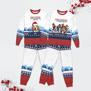 Merry Woofmas To The Best Dog Mom I Woof You, Personalized Dog Mom Pajamas, Gift For Dog Lovers - AOP Products - GoDuckee