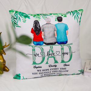 Dad We Love You, Personalized Pillow, Gift For Dad, Family Sitting Together - Pillow - GoDuckee