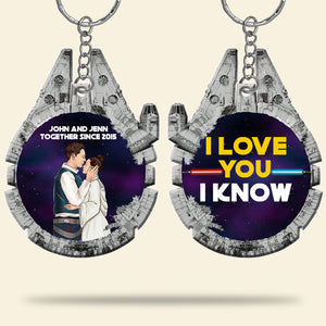 Love You To The Galaxy Far Far Away, Personalized Couple Keychain - Keychains - GoDuckee