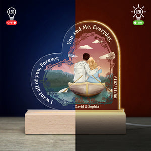 I Want All Of You, Forever, Personalized Couple 3D Led Light Wooden Base - Led Night Light - GoDuckee