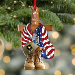 Veteran Man Of God, Personalized Acrylic Ornament, Military Christmas Decor - Ornament - GoDuckee