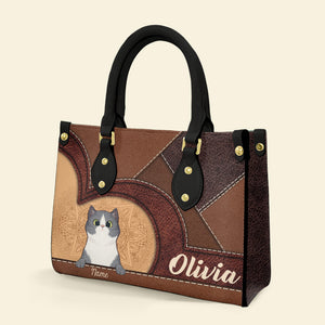 Personalized Cat Leather Bag, Gift For Cat Lovers - Leather Bag - GoDuckee