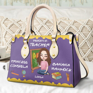 Property Of Teacher Princess Consuela Banana Hammock Personalized Leather Bag, Gift For Teacher - Leather Bag - GoDuckee
