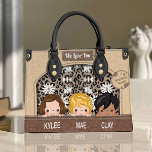 Grandma, We Love You, Personalized Leather Bag - Leopard Gift For Grandma - Leather Bag - GoDuckee
