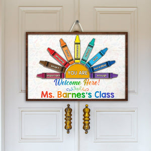 Welcome Here Personalized Teacher Layers Wood Sign - Wood Sign - GoDuckee