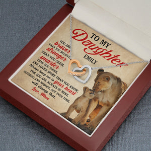 Lion Mom To Daughter You Are Braver Than You Think Personalized Interlocking Hearts Necklace - Jewelry - GoDuckee