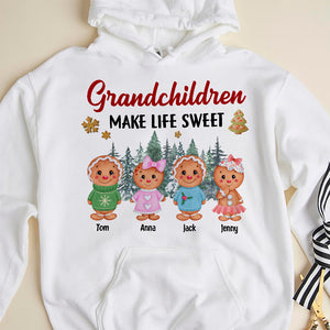 Grandchildren Make Life Sweet Personalized Gingerbread Grandma Shirt, Gift For Family - Shirts - GoDuckee