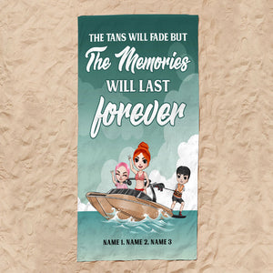 Tans Fade But Memories Last Forever - Personalized Beach Towel - Gifts For Best Friends, Wakeboarding Lover - Beach Towel - GoDuckee