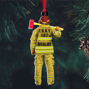 Firefighter Back View, Personalized Acrylic Ornament - Ornament - GoDuckee