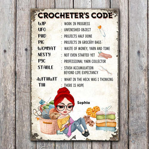 Busy Girl Knitting Crochet Printed Metal Sign - Metal Wall Art - GoDuckee