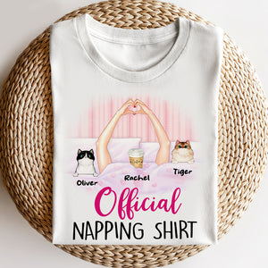 Nap Time Is My Happy Hour, Personalized Nap Queen & Cat Shirt, Gift For Cat Lovers - Shirts - GoDuckee