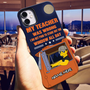 Simpsonalized Trucker Phone Case - My teacher was wrong I do get paid to stare out the window all day - Phone Case - GoDuckee