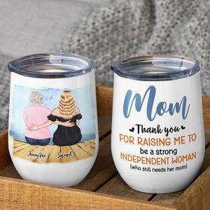 Mom, Thank You For Raising Me, Gift For Mom, Personalized Mug, Mom And Daughter Sitting Mug, Mother's Day Gift - Coffee Mug - GoDuckee
