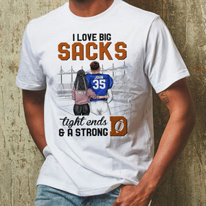 Big Sacks Tight Ends And A Strong D - Personalized Shirts - Gift for American Football Players - Couple Shoulder to Shoulder - Shirts - GoDuckee