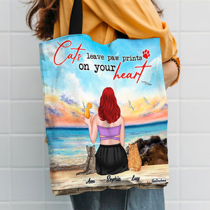 Pet Cats Leave Paw Prints On Your Heart Personalized Tote Bag - Tote Bag - GoDuckee