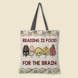 Teacher Reading Is Food For The Brain Tote Bag - Tote Bag - GoDuckee