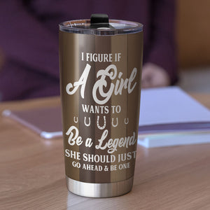 Personalized Cowgirl Tumbler Cup - Just Go Ahead And Be One - Happy Girl Sitting - Tumbler Cup - GoDuckee