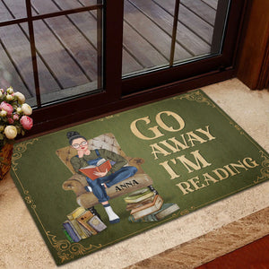 Personalized Reading Girl Doormat - Go Away I Am Reading - Vintage Antique Theme - Doormat - GoDuckee