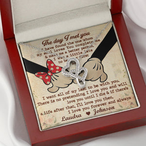 Couple I Love You Forever - Personalized Double Heart Necklace - Jewelry - GoDuckee