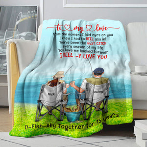 Fishing Couple You Had Me Hooked Forever, Personalized Blanket - Blanket - GoDuckee