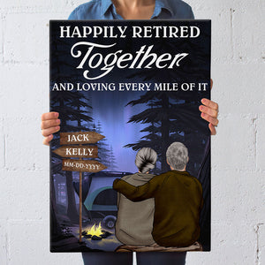 Personalized Camping Old Couple Poster - Happily Retired Together - Old Couple Shoulder to Shoulder - Poster & Canvas - GoDuckee