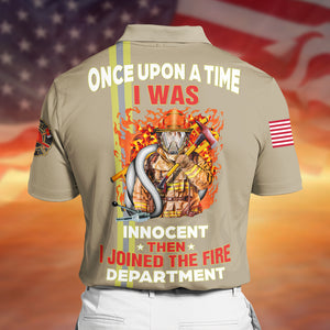 Firefighter Once Upon A Time I Was Innocent - Personalized Polo Shirt - AOP Products - GoDuckee