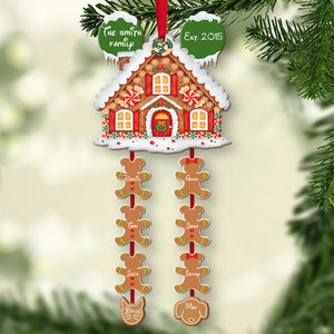 Personalized Family Wood Ornament, Christmas House With Gingerbread - Ornament - GoDuckee