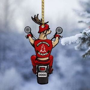Biker Driving Deer - Personalized Christmas Ornament - Gift for Bikers - Back Deer Driving - Ornament - GoDuckee