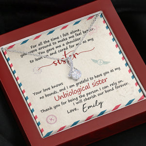 Unbiological Sister Alluring Beauty Necklace - Custom Name - Stamp Postage - Jewelry - GoDuckee