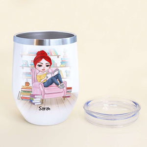 Personalized Reading Girl Wine Tumbler - Just A Girl Who Loves Romantic Novels - Wine Tumbler - GoDuckee
