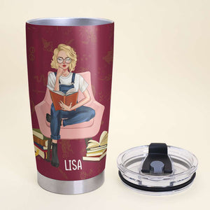 Personalized Book Lover Tumbler - I'll Be In My Bedroom, I'll Have My Books - Sitting Girl Reads - Tumbler Cup - GoDuckee