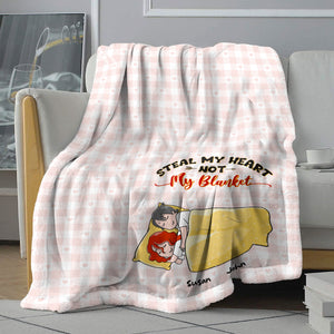 Steal My Heart Not My Blanket, Sweet Sleeping Couple Blanket - Blanket - GoDuckee