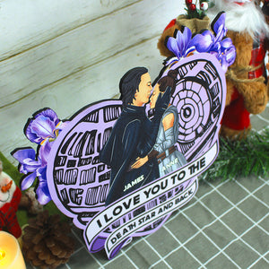 Couple Love You To The Planet And Back, Personalized Space Couple Wood Sign - Wood Sign - GoDuckee