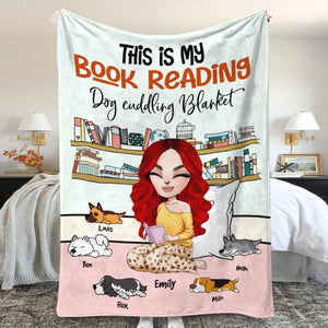 Personalized Reading Dog Mom Blanket - This Is My Book Reading Dog Cuddling Blanket - Blanket - GoDuckee