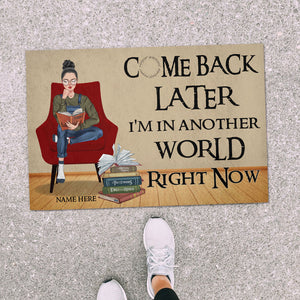Personalized Reading Girl Doormat - Come Back Later I Am In Another World Right Now - Doormat - GoDuckee