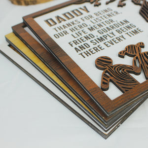 Daddy Thanks For Being Our Hero - Personalized Layered Wood Sign Stand Gift For Dad - Wood Sign - GoDuckee