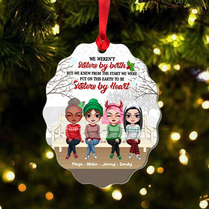 We Were Put On This Earth To Be Sisters By Heart, Personalized Friends Wood Ornament, Christmas Gift - Ornament - GoDuckee
