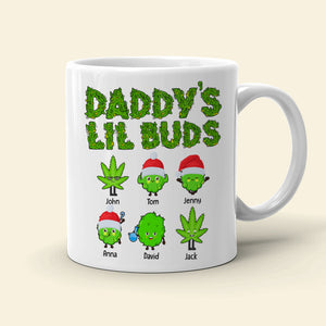 Daddy's Lil Buds Personalized Weed Family Mug, Christmas Tree Decor - Coffee Mug - GoDuckee