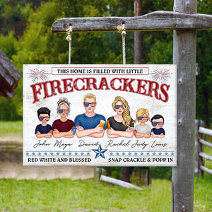 This Home Is Filled With Little Firecrackers - Personalized Metal Sign - Metal Wall Art - GoDuckee