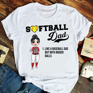 Father Day Softball Dad - Personalized Shirts - Gift For Dad - Female Softball Front View - Shirts - GoDuckee