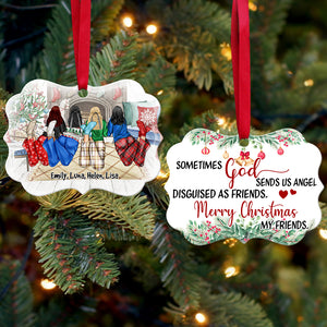 Sometimes God Send Us Angels - Personalized Christmas Ornament - Christmas Gift For Best Friends, Soul Sisters - Ornament - GoDuckee