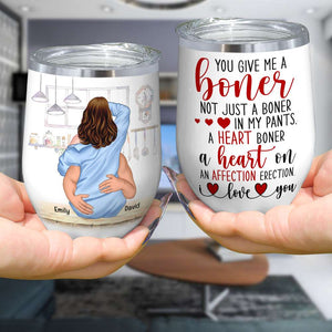 You Give Me A Boner, Couple Make Love White Mug - Coffee Mug - GoDuckee