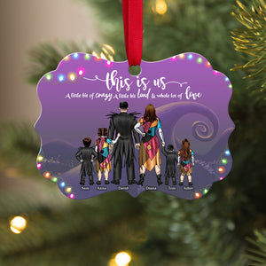Pumpkin King and Queen Family, This Is Us A Little Bit Of Crazy, Personalized Aluminium Ornament - Ornament - GoDuckee