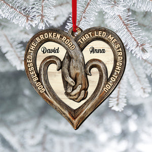 God Blessed The Broken Road That Led Me Straight To You, Personalized Couple Ornament, Christmas Tree Decor - Ornament - GoDuckee
