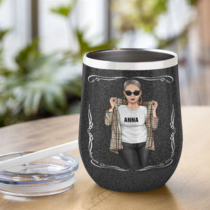 Cool & Badass Woman - Personalized Birthday Wine Tumbler - Limited Edition In Whiskey Years I Just Got More Delicious - J.Daniel Theme - Wine Tumbler - GoDuckee