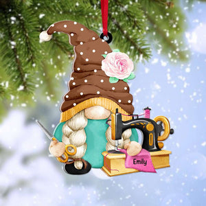 Gnome Sewing And Quilting Custom Shape Ornament - Ornament - GoDuckee