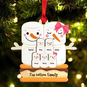 Personalized Marshmallow Family Wood Ornament, Christmas Gift - Ornament - GoDuckee