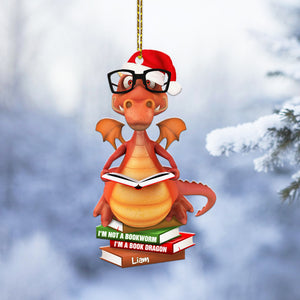 Book Dragon - Personalized Christmas Ornament - Christmas Gift For Book Lover - Ornament - GoDuckee